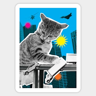 KATZILLAZ - 01 - FLYOVER ASSAULT - FELINE KAIJU - MONSTER CAT !!! Sticker